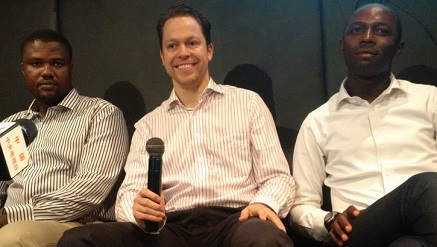 (L-r): Biodun Makinde, head of Marketing, Christian Keller, managing director and Fidelis Arumala, head, Sales and Partnership, all of Carmudi Nigeria, during the platform’s Android App launch in Lagos on Thursday.